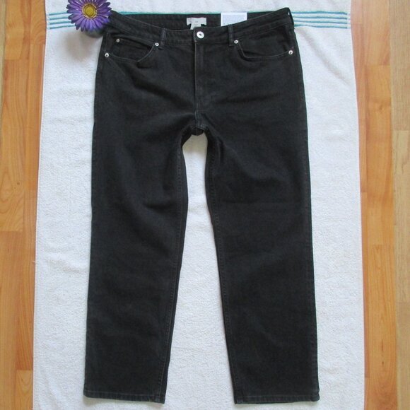 New H&M Jeans Size 14 Black Slim Straight Ankle Denim - Picture 2 of 7